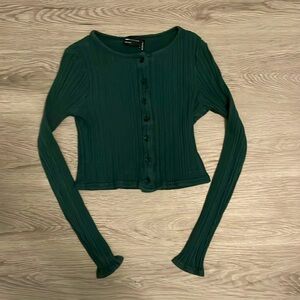 ASOS green tight long sleeve button up cardigan